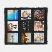 写真カスタムコラージュ最高のパパever black フリースブランケット (正面(横))