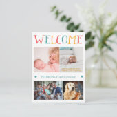 写真カスタムコラージュ歓迎新生児誕生 案内ポストカード (スタンド正面)