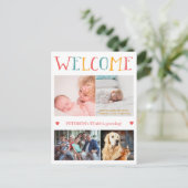 写真カスタムコラージュ歓迎新生児誕生 案内ポストカード (スタンド正面)