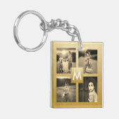 写真カスタムコラージュ金ゴールドモノグラム4画像 キーホルダー (正面左)