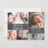 写真カスタムコラージュHello Worldベビー誕生 マグネット招待状 (正面)
