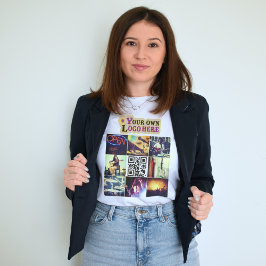 写真カスタムコラージュQrコードとロゴTシャツ Tシャツ