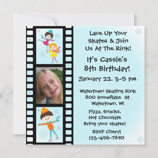 写真カスタムスケートで滑るパーティの招待状 招待状 (裏面)
