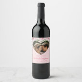 写真カスタムハートと文字テンプレートバレンタイン ワインラベル (正面)