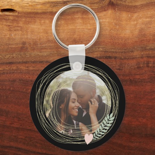 写真カスタムハート枠パーソナライズされた付 キーホルダー (正面)