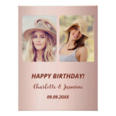 写真カスタムバラ金ゴールド友達の誕生日 ポスター (正面)