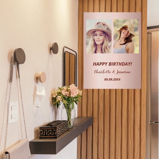 写真カスタムバラ金ゴールド友達の誕生日 ポスター