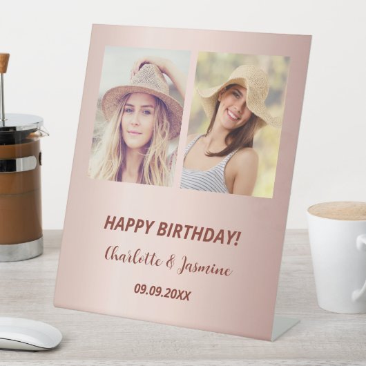 写真カスタムバラ金ゴールド友達の誕生日 台座サイン (インサイチュ)