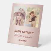 写真カスタムバラ金ゴールド友達の誕生日 台座サイン (正面)