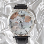 写真カスタムパパ父 腕時計<br><div class="desc">テンプレートお父様の写真最高の、世界のパパ。黒い数字。文字:パパ。白い写真のオーバーレイ。</div>
