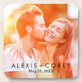 写真カスタムパーソナライズされたギフトの日付を保存 コースター (正面)