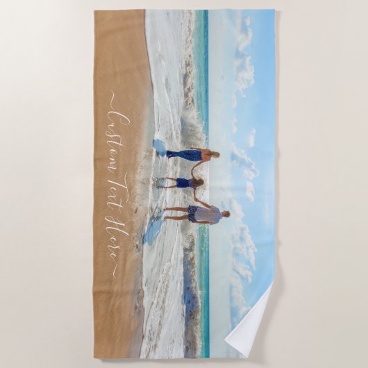 写真カスタムビーチタオルギフトあなたの写真と文字 ビーチタオル (正面)