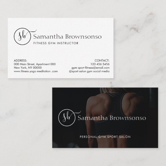 写真カスタムピラティスフィットネスパーソナルトレーナー 名刺 (正面/裏面)