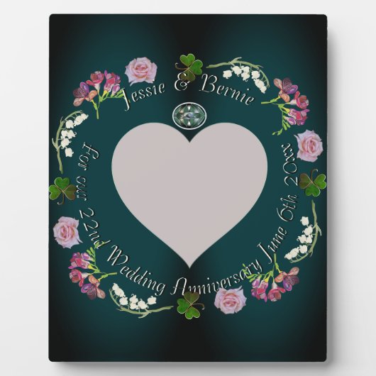 写真カスタムフローラハート結婚記念日 フォトプラーク