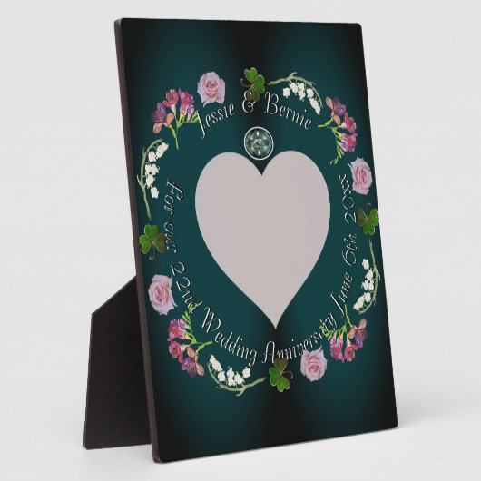写真カスタムフローラハート結婚記念日 フォトプラーク (側面)