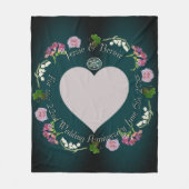 写真カスタムフローラハート結婚記念日 フリースブランケット (正面)