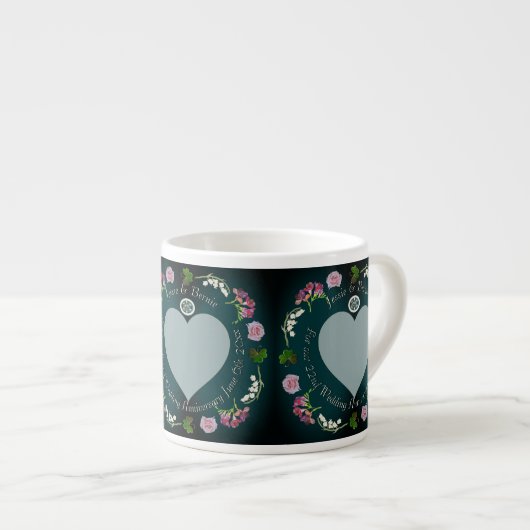 写真カスタムフローラハート結婚記念日B エスプレッソカップ (正面右)
