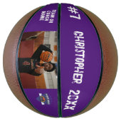 写真カスタムプレイヤー名番号チームロゴ紫 バスケットボール (縦)