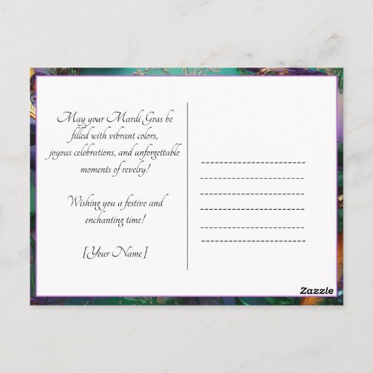 写真カスタムマルディグラスカオスフレーム ポストカード (裏面)