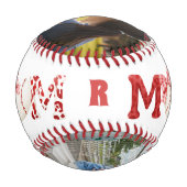 写真カスタムモノグラム野球ママ 野球ボール (裏面)