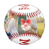 写真カスタムモノグラム野球ママ 野球ボール (正面)