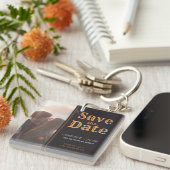 写真カスタムヴィンテージスタイル保存日付 キーホルダー (正面右)