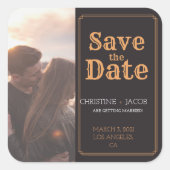 写真カスタムヴィンテージスタイル保存日付 スクエアシール (正面)