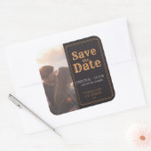 写真カスタムヴィンテージスタイル保存日付 スクエアシール (封筒)