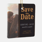 写真カスタムヴィンテージスタイル保存日付 セラミックオーナメント (右)