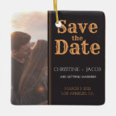 写真カスタムヴィンテージスタイル保存日付 セラミックオーナメント (正面)