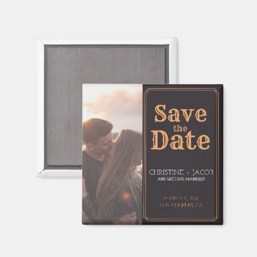 写真カスタムヴィンテージスタイル保存日付 マグネット (正面/裏面)