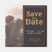 写真カスタムヴィンテージスタイル保存日付 マグネット (正面)