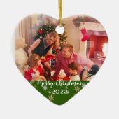 写真カスタム両面メリークリスマス セラミックオーナメント (正面)