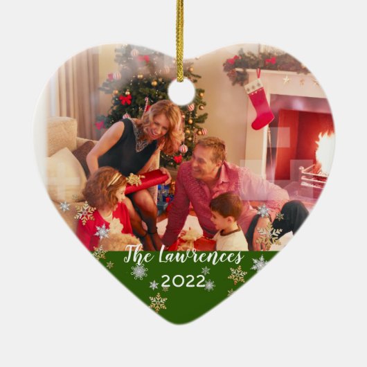 写真カスタム両面メリークリスマス セラミックオーナメント (裏面)