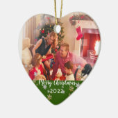 写真カスタム両面メリークリスマス セラミックオーナメント (左)