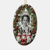 写真カスタム両面雪だるまリース セラミックオーナメント (右)