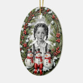 写真カスタム両面雪だるまリース セラミックオーナメント (左)