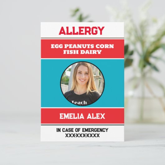 写真カスタム付きアレルギー警告シェフカード サンキューカード (スタンド正面)