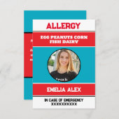 写真カスタム付きアレルギー警告シェフカード サンキューカード (正面/裏面)