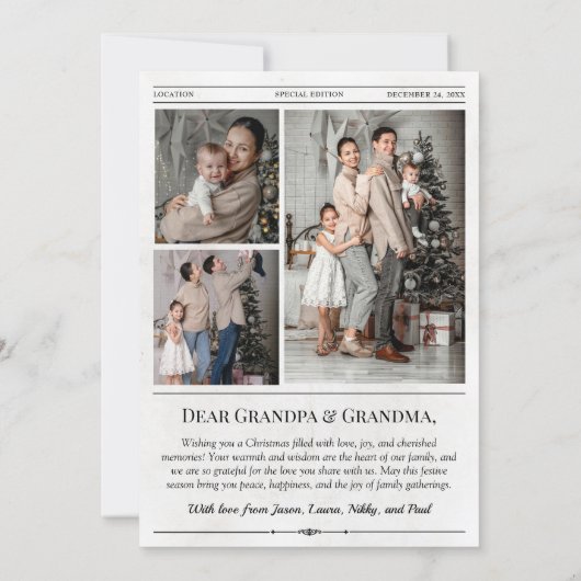 写真カスタム付きクリスマス新聞グリーティングカード シーズンカード (裏面)