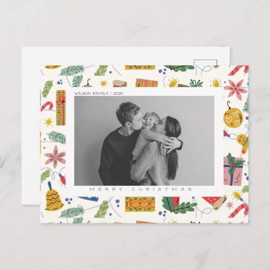写真カスタム付きクリスマス&祝日はがき シーズンポストカード (正面/裏面)