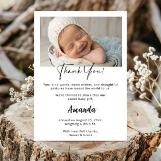 写真カスタム付きサンキューカードベビーガール 案内状