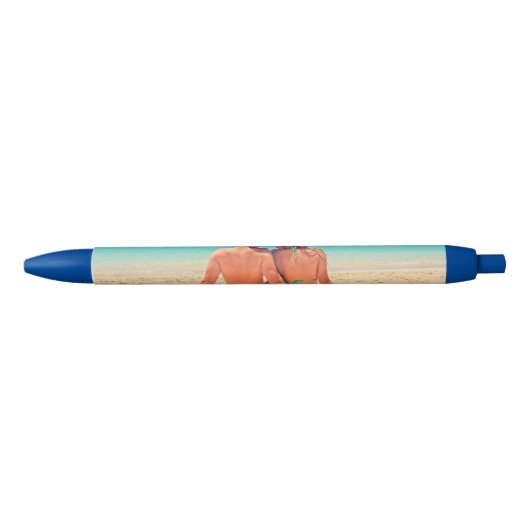 写真カスタム付きフォトペンのギフト 青ボールペン (正面)