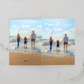 写真カスタム付きフォト誕生日カード 箔グリーティングカード (外側レイダウン)