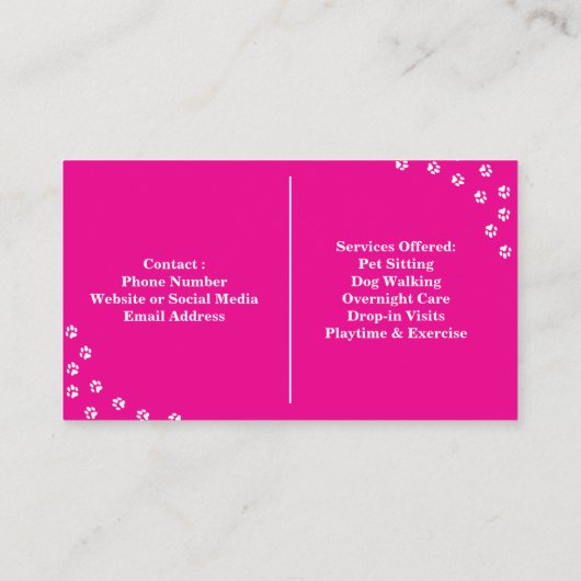 写真カスタム付きペットシッター名刺 名刺 (裏面)