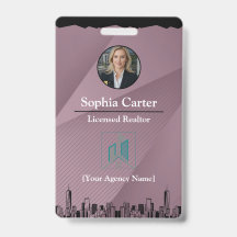 写真カスタム付き不動産仲介業者従業員IDカードバッジ
