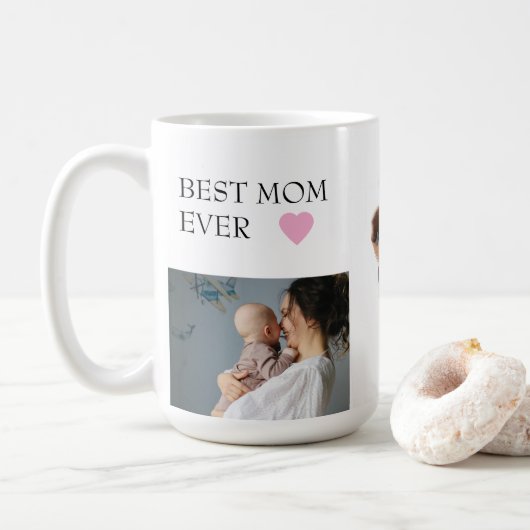 写真カスタム付き最高のの「Mom Ever」マパーソナライズされたグ コーヒーマグカップ (ドーナツ)