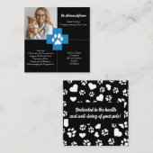 写真カスタム付き獣医ビジネスカード スクエア名刺 (正面/裏面)