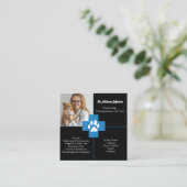 写真カスタム付き獣医ビジネスカード スクエア名刺 (スタンド正面)