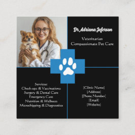 写真カスタム付き獣医ビジネスカード スクエア名刺
